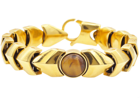 Tiger Eye Gold Stainless Steel Bracelet