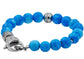 Stainless Steel And Larimar Bead Bracelet With Cubic Zirconia