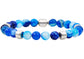 Blue Agate Stainless Steel Beaded Bracelet