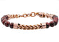 Red Tiger Eye Chocolate Stainless Steel Beaded And Franco Link Chain Bracelet With Adjustable Clasp