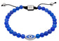 Blue Agate 6mm Bead Stainless Steel Drawstring Evil Eye Bracelet