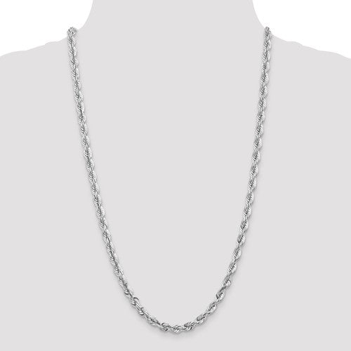 10KT White Gold Hollow Rope Chain