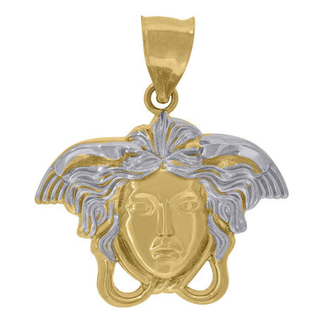 10kt Two-tone Gold Mens Medusa Egyptian Fashion Charm Pendant