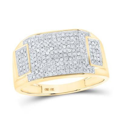 10K YELLOW GOLD ROUND DIAMOND RECTANGLE CLUSTER RING 1/2 CTTW