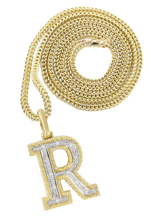 10k Yellow Gold Diamond Pendant Letter "R"