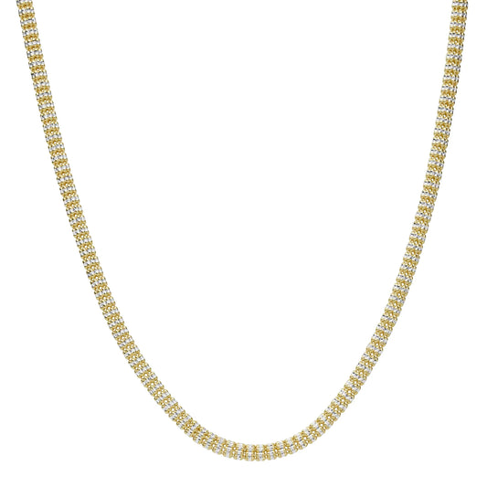 Two-Tone Diamond Cut Rollo Link Chain Real 10K Yellow White And Rose Gold
