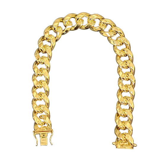 Gold Miami Cuban Bracelet Hollow - 10K Gold Bracelet
