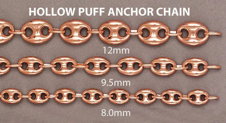 14K Rose Gold Chain Hollow Puff