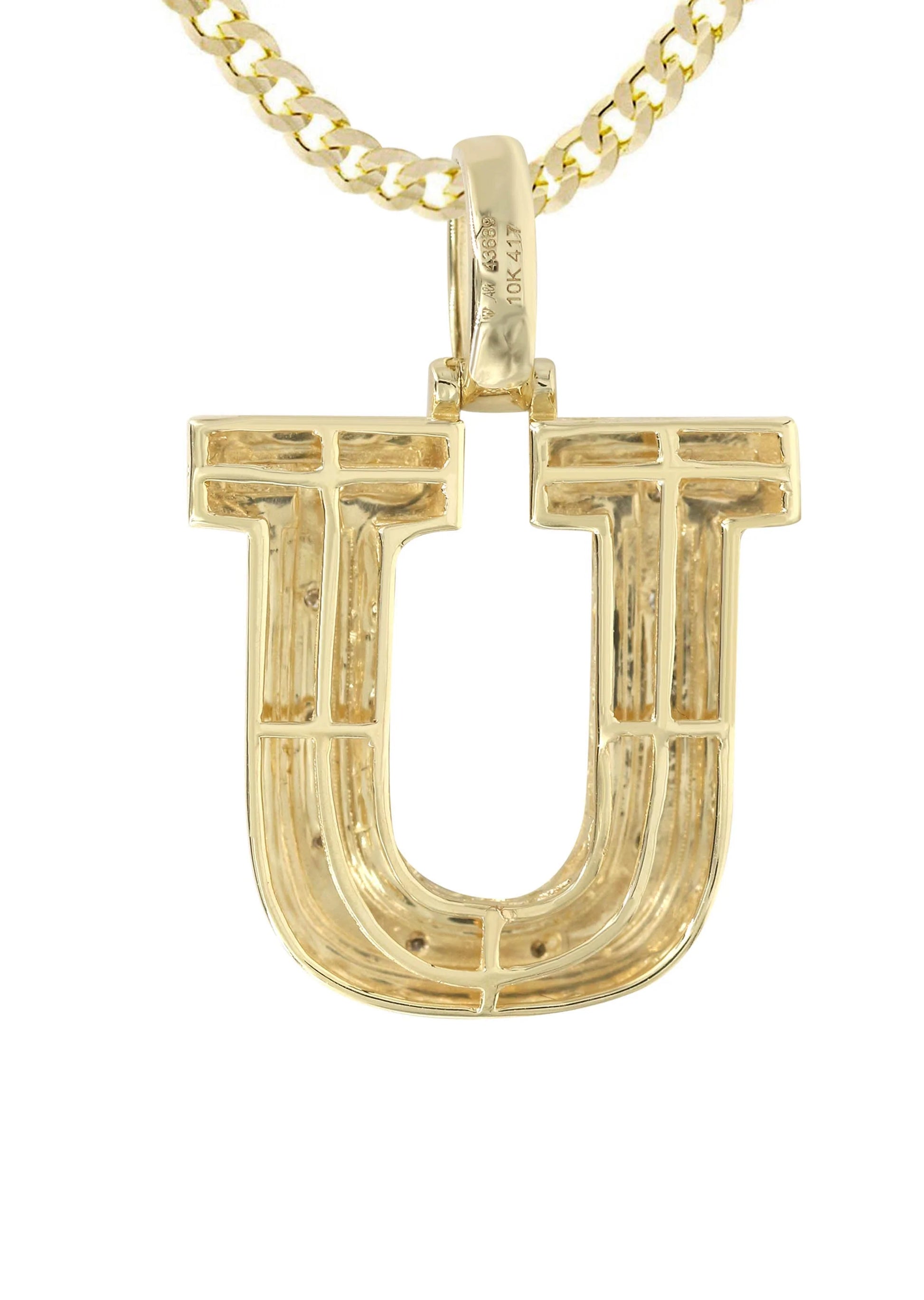 10k Yellow Gold Diamond Pendant Letter "U"