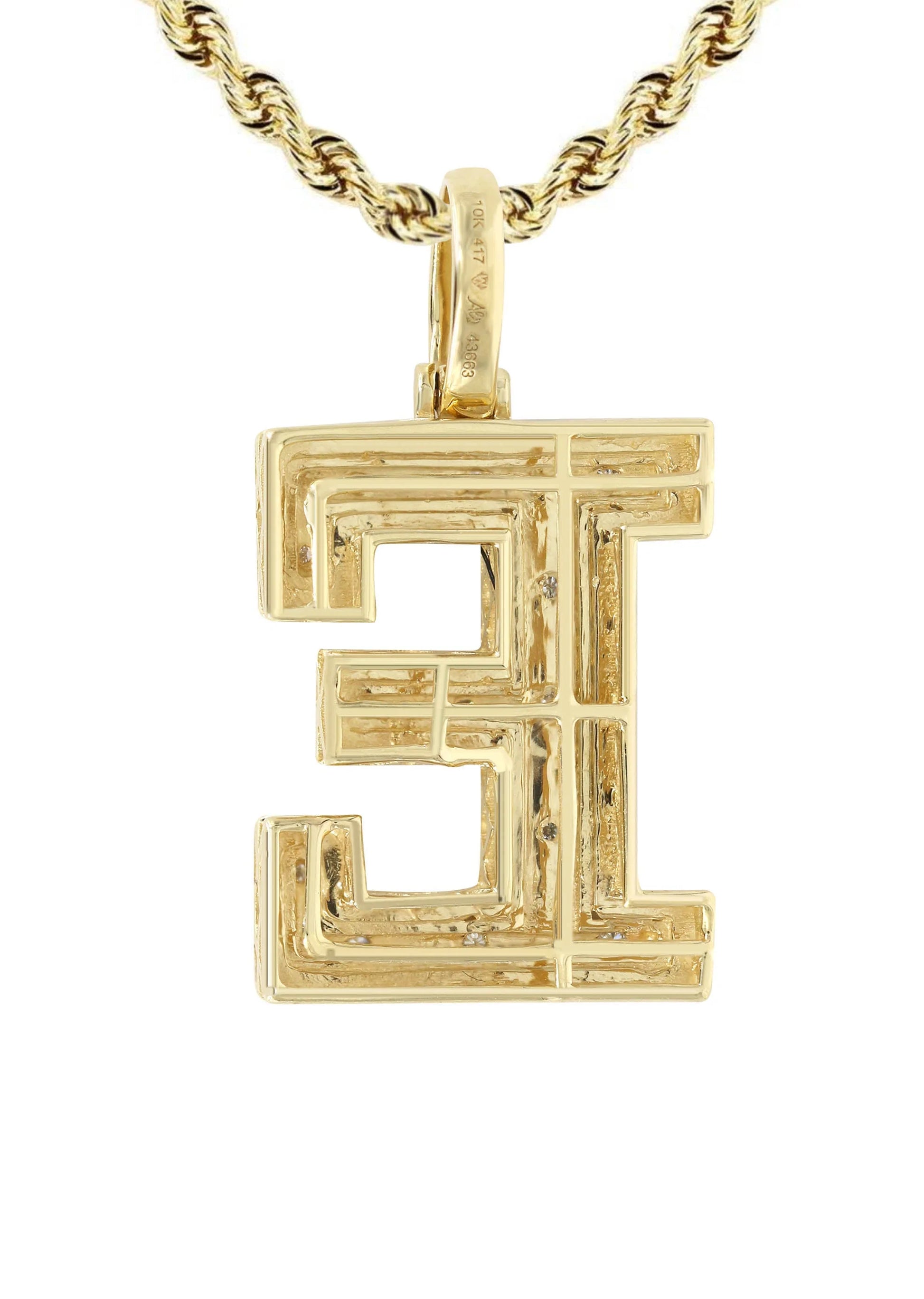 10k Yellow Gold Diamond Pendant Letter "E"
