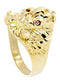 Lion & Ruby 10K Yellow Gold Mens Ring. | 5.8 Grams