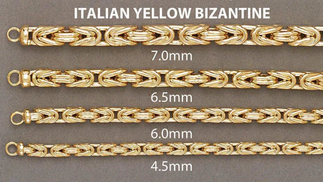 Italian Mens Semi Solid Byzantine Bracelet 10K Yellow Gold