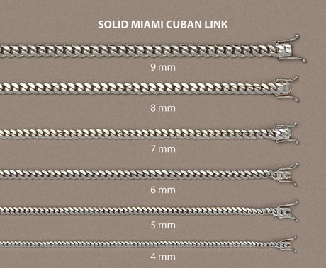 Miami Cuban Solid Link - 14k White Gold Chain