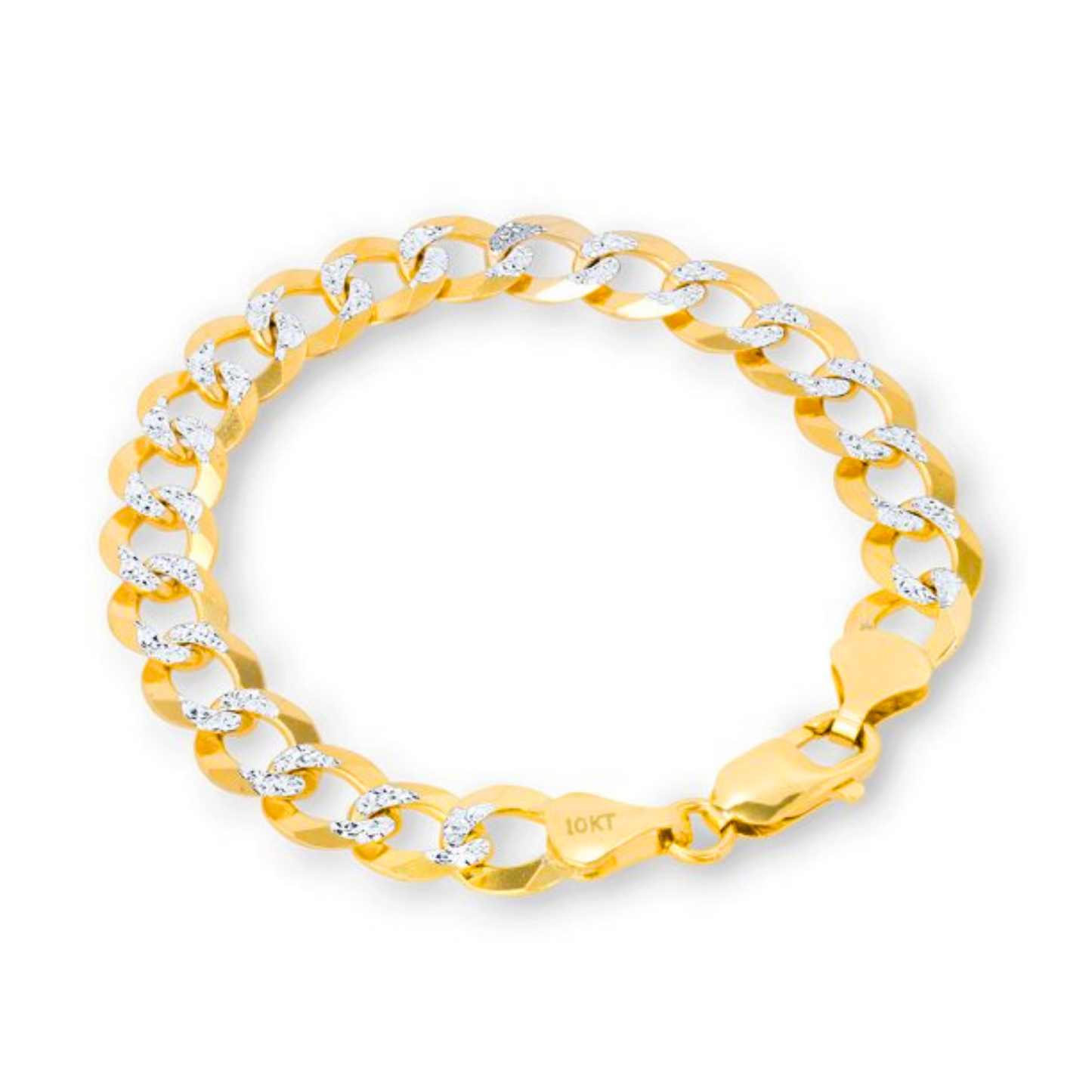 Curb Link Bracelet Hollow Diamond Cut - 10K Gold