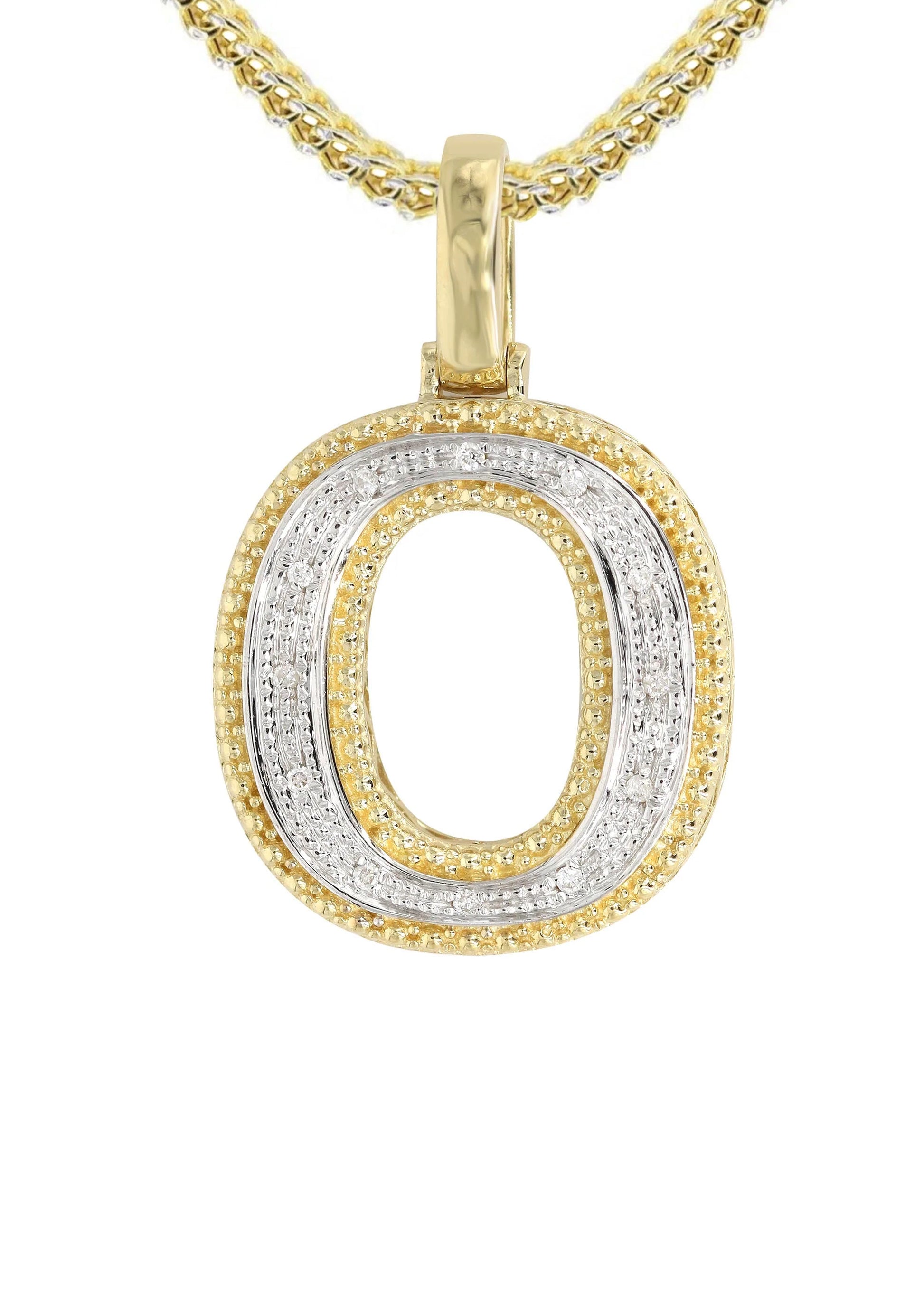 10k Yellow Gold Diamond Pendant Letter "O"