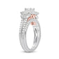 14K TWO-TONE GOLD PRINCESS DIAMOND BRIDAL WEDDING RING SET 1 CTTW (CERTIFIED)