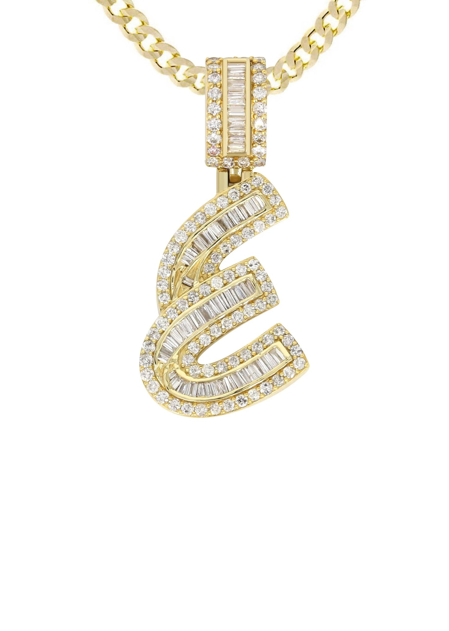 14K Yellow Gold Letter "E" Baguette Diamond