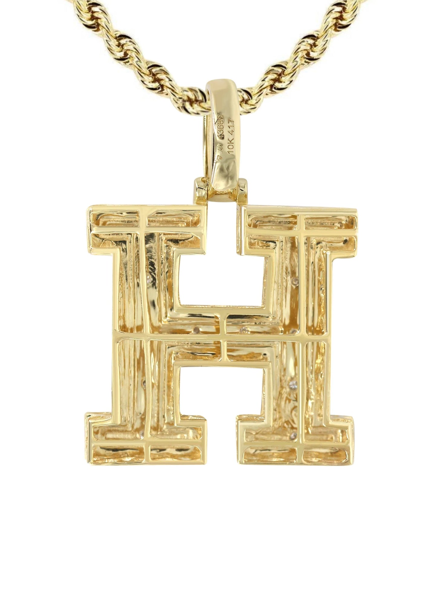 10k Yellow Gold Diamond Pendant Letter "H"