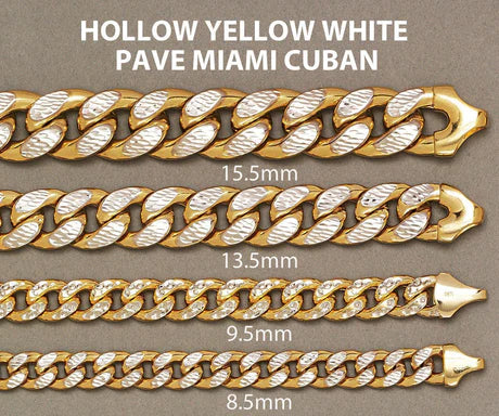 Hollow Mens Diamond Cut Miami Cuban Link