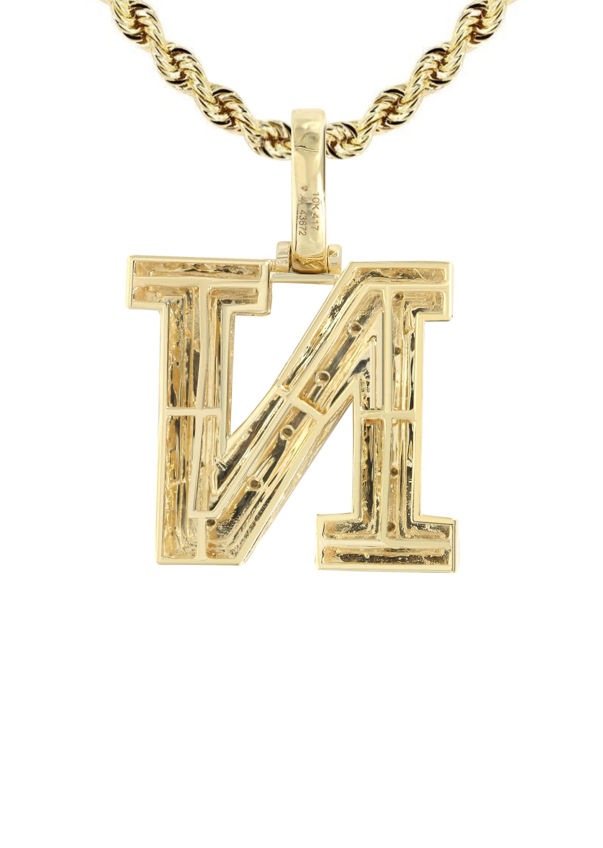 10k Yellow Gold Diamond Pendant Letter "N"