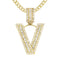 14K Yellow Gold Letter "V" Baguette Diamond