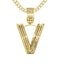 14K Yellow Gold Letter "V" Baguette Diamond