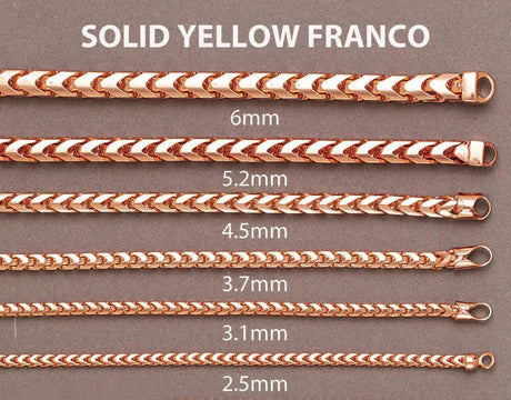 14K Rose Gold Chain - Mens Solid Franco Chain