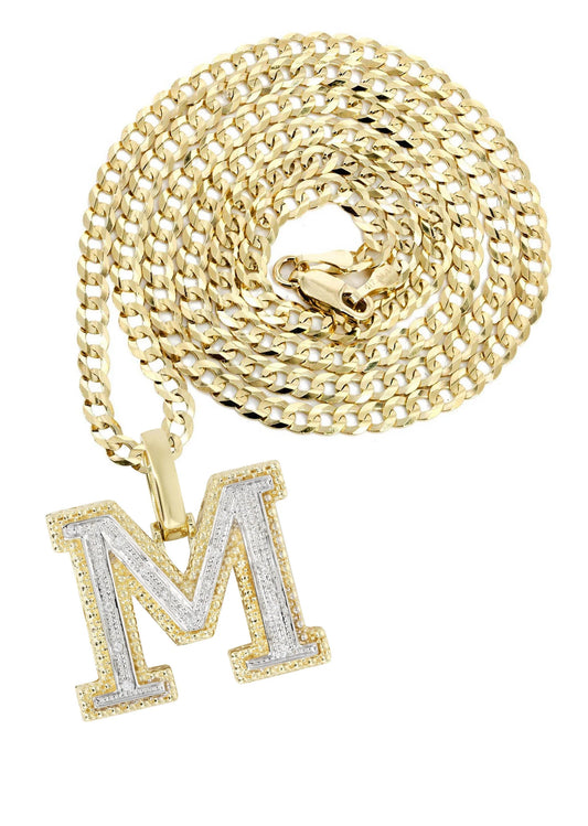 10k Yellow Gold Diamond Pendant Letter "M"