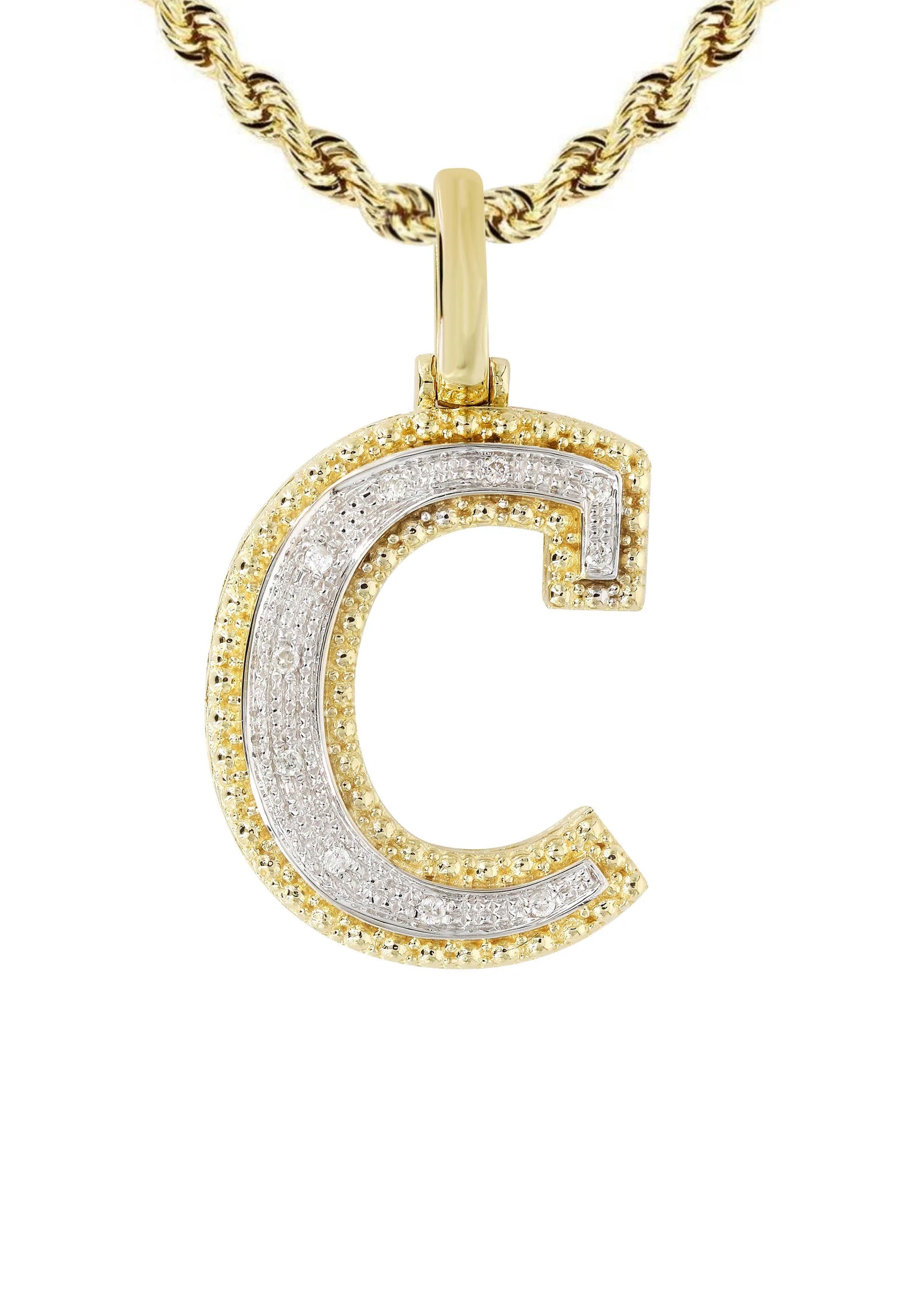 10k Yellow Gold Diamond Pendant Letter "C"