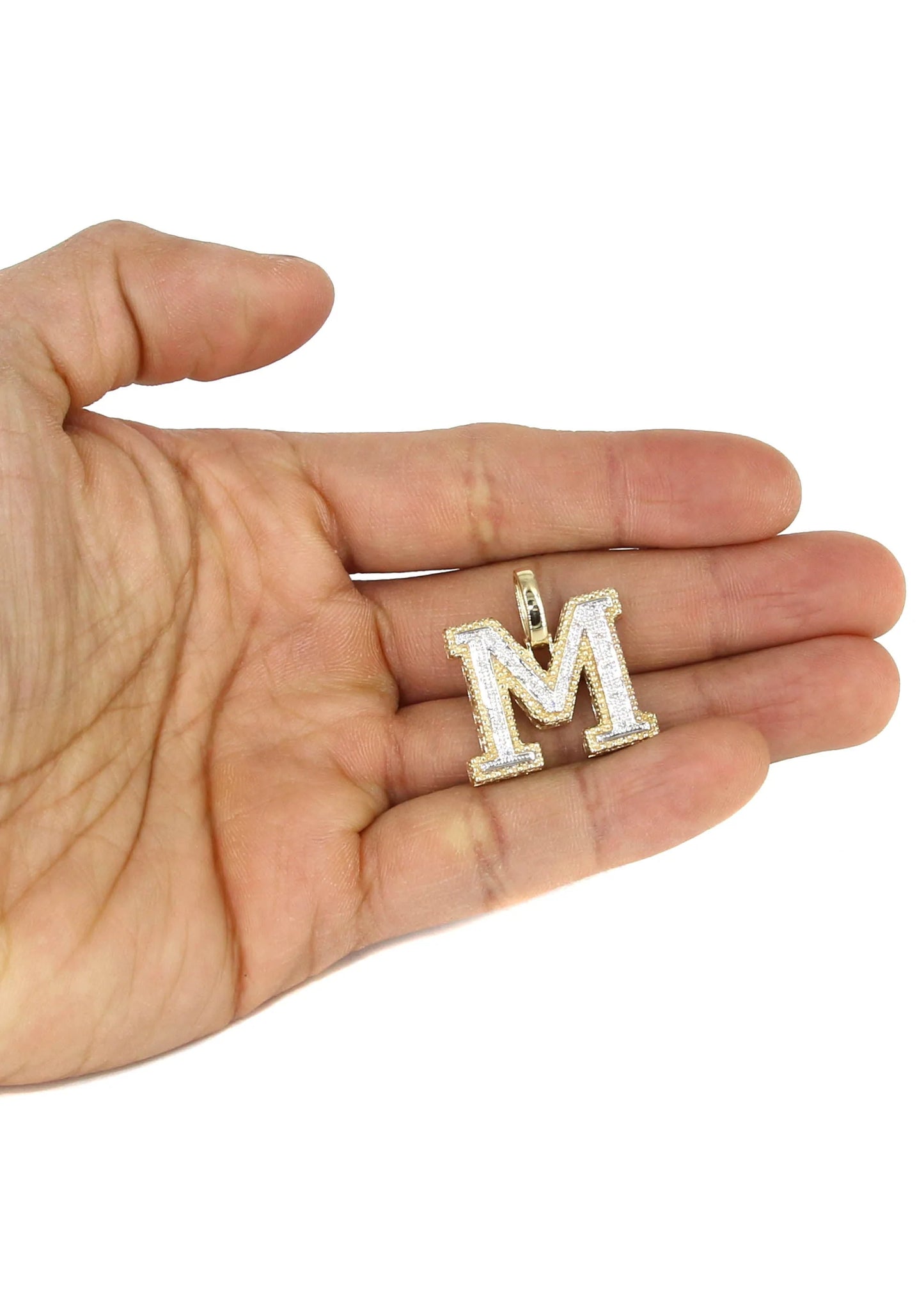 10k Yellow Gold Diamond Pendant Letter "M"