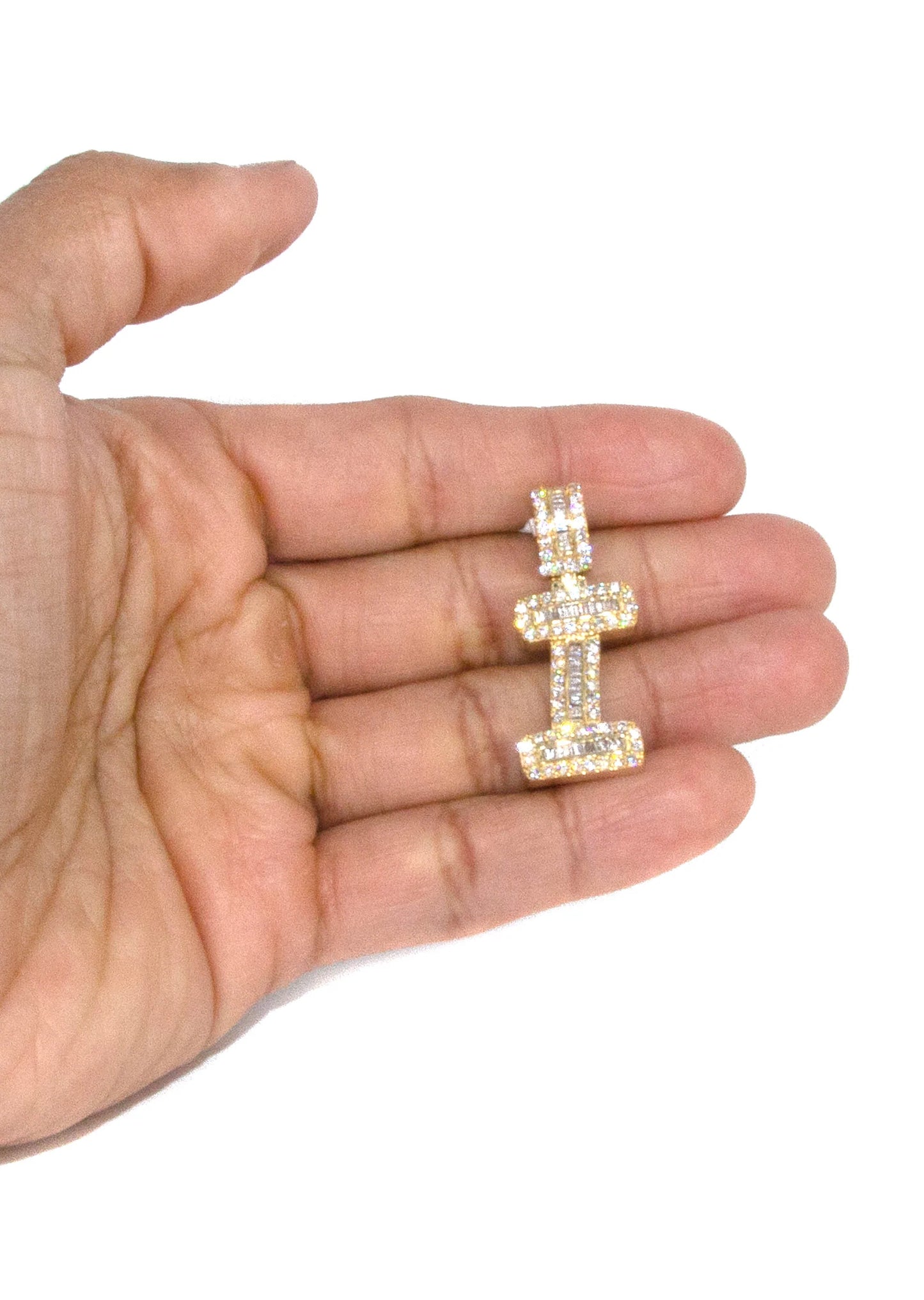 14K Yellow Gold Letter "I" Baguette Diamond