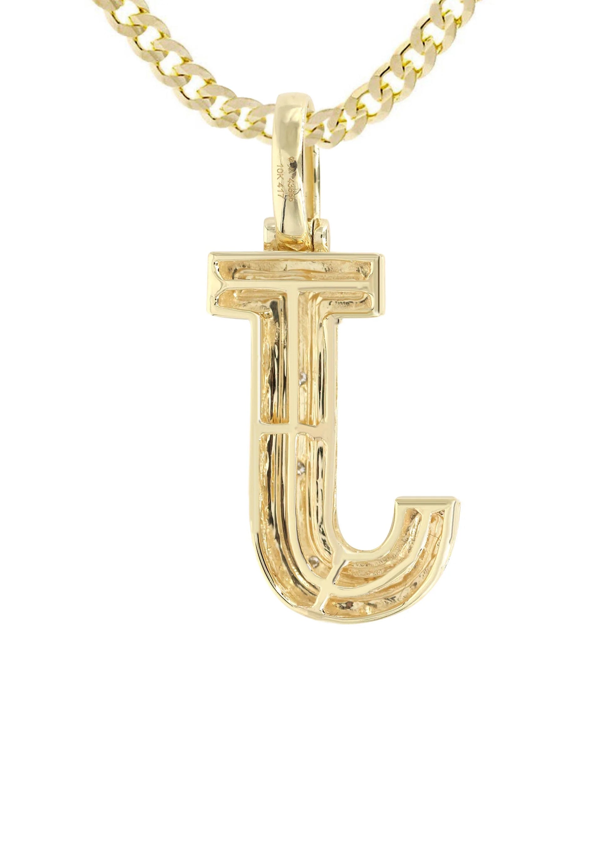 10k Yellow Gold Diamond Pendant Letter "J"