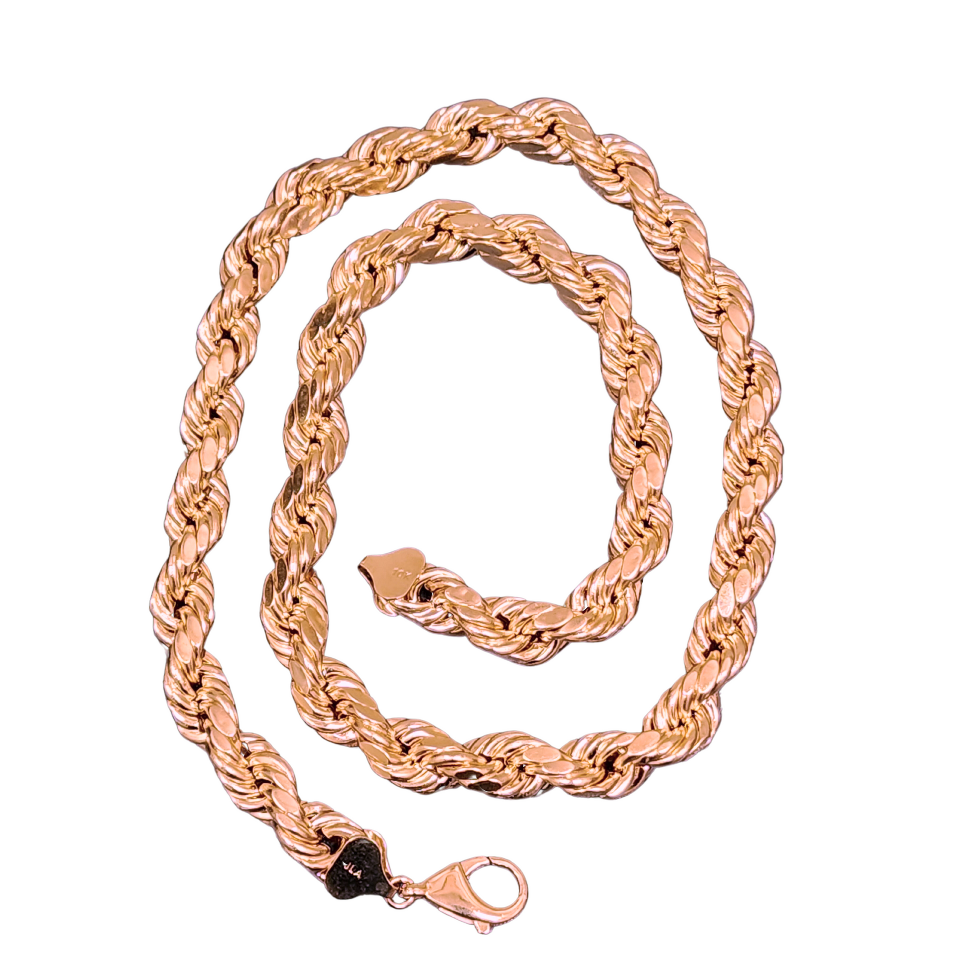 10KT Rose Gold Chain - Hollow Mens Rope Chain