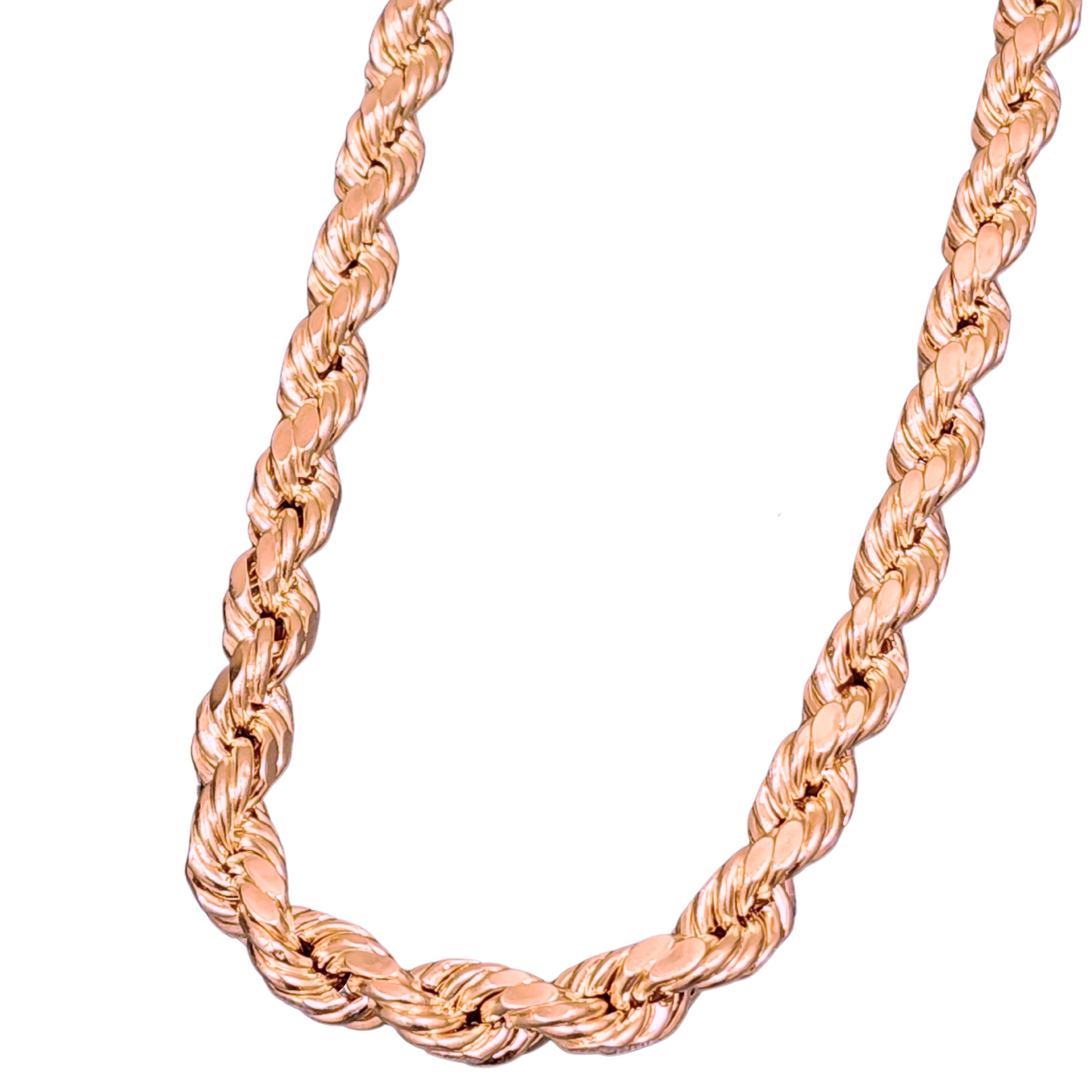 10KT Rose Gold Chain - Hollow Mens Rope Chain
