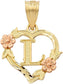 10k Two-Tone Initial Heart Pendant for Women in Yellow and Rose Gold