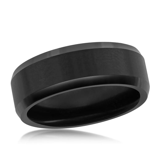 8MM tungsten Ring - Polished & Brushed Black