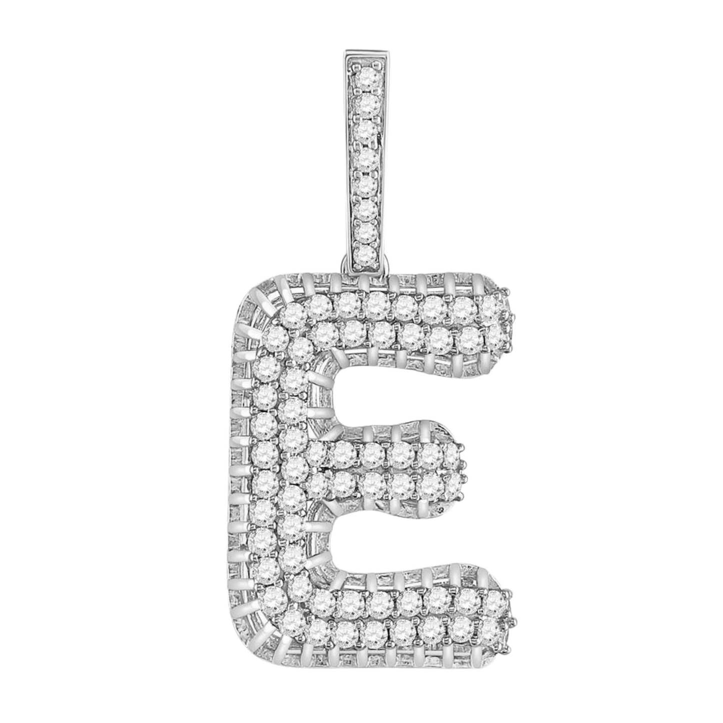 Men's Round Diamond "E" Letter Charm Pendant in 10KT Gold