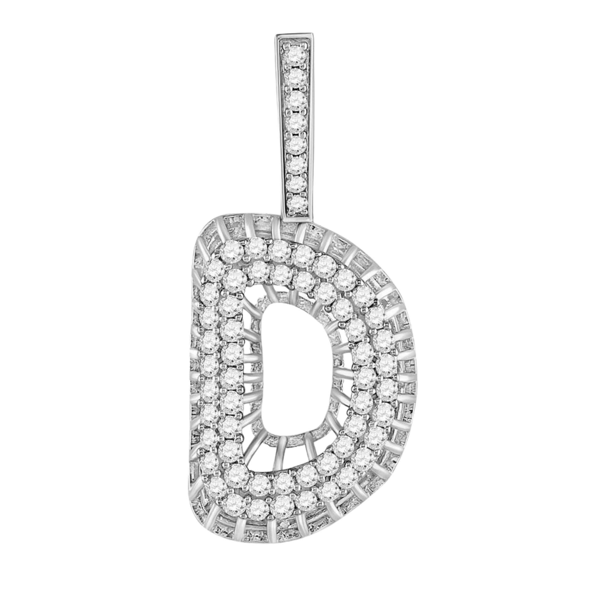 Men's Round Diamond "D" Letter Charm Pendant in 10KT Gold