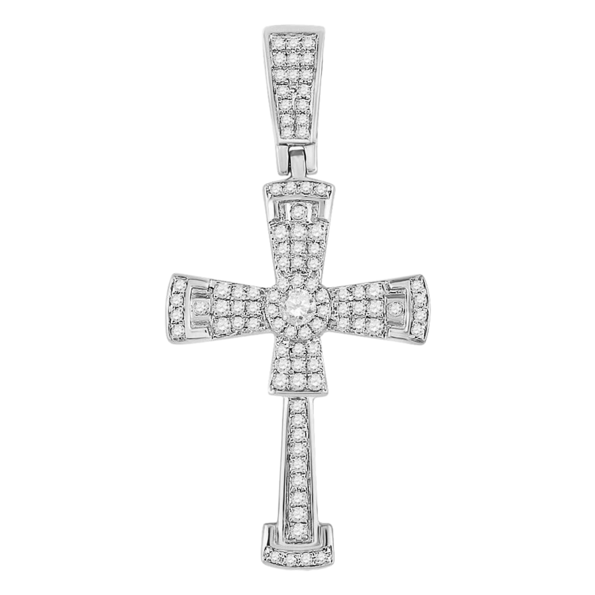 Gold Diamond Flared Cross Crucifix Charm Pendant - 10KT Gold