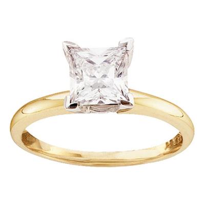 14K Yellow Gold Princess Diamond Solitaire Excellent Bridal Ring 1/6 CT-TW (CERTIFIED)