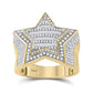 10K YELLOW GOLD BAGUETTE DIAMOND STATEMENT STAR RING 1-1/4 CTTW
