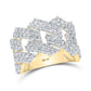 14K YELLOW GOLD ROUND DIAMOND STRAIGHT CUBAN BAND RING 2-1/3 CTTW