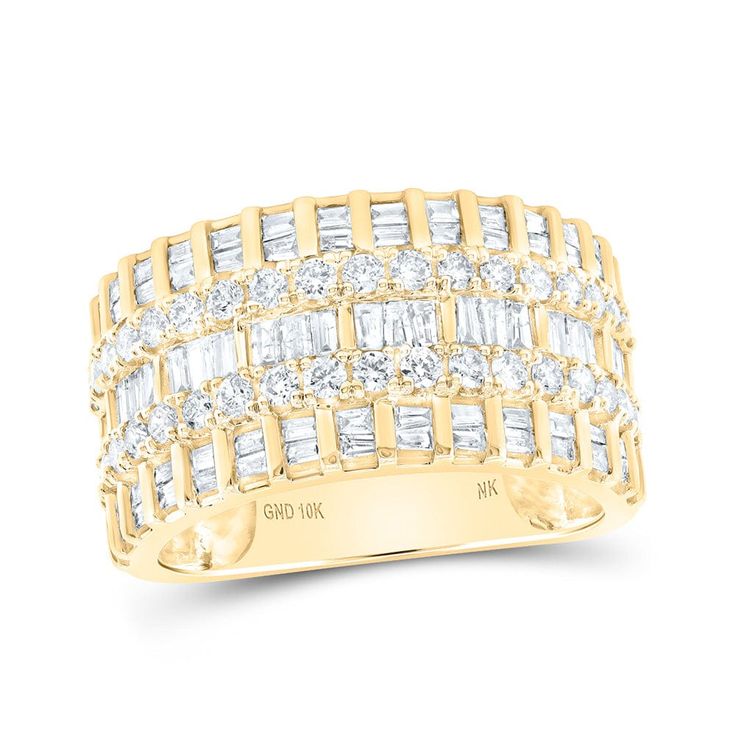 10K Yellow Gold Baguette Diamond Band Ring 1-3/8 CTW