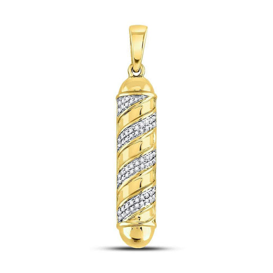 Gold Diamond Barber Pole Charm Pendant - 10KT Gold