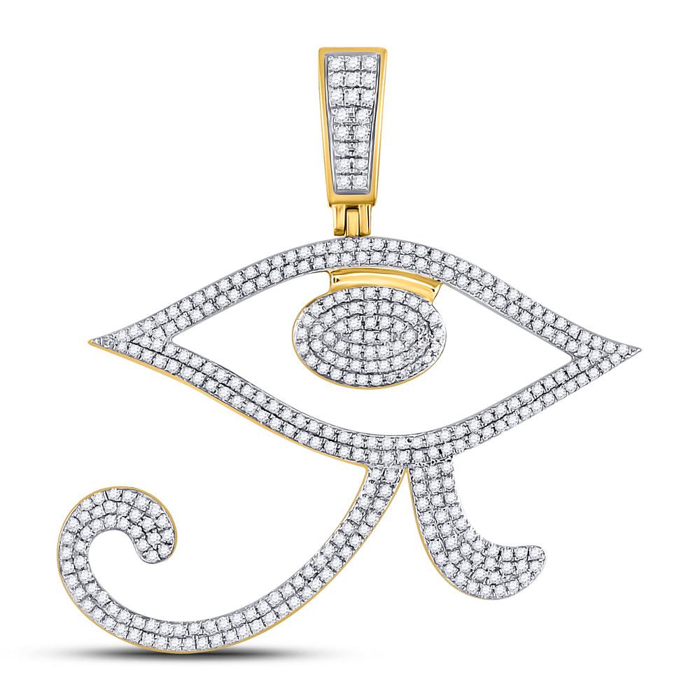 Men's Round Diamond Eye Of Ra Egyptian Charm Pendant in 10KT Gold