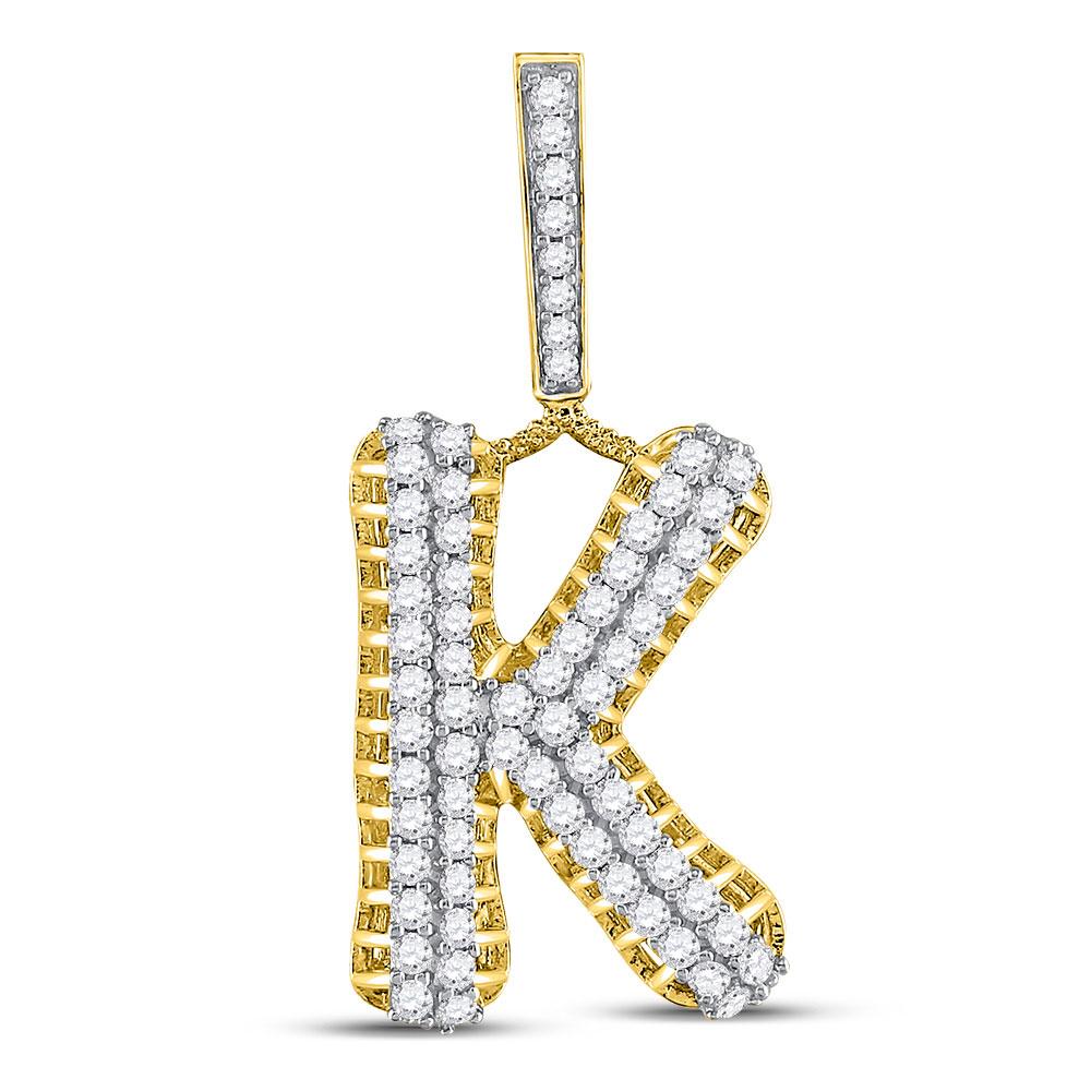 Gold Diamond "K" Letter Charm Pendant-10KT Gold