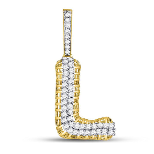 Gold Diamond "L" Letter Charm Pendant-10KT Diamond