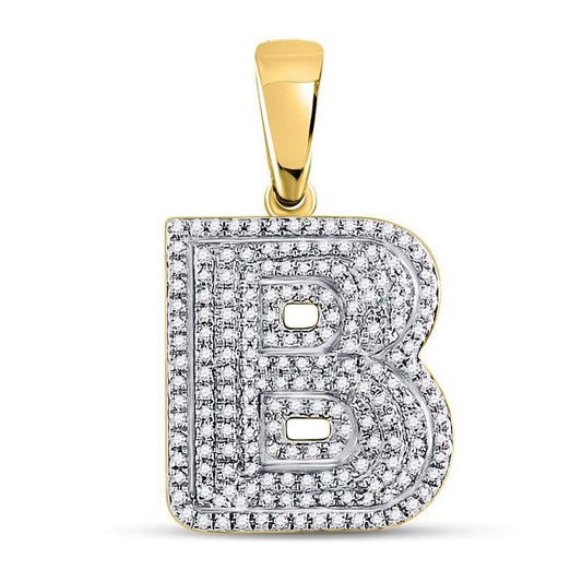 Gold Diamond Letter "B" Bubble Initial Charm Pendant - 10KT Gold