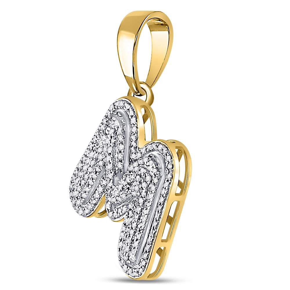 Gold Diamond Letter "M" Bubble Initial Charm Pendant - 10KT Gold
