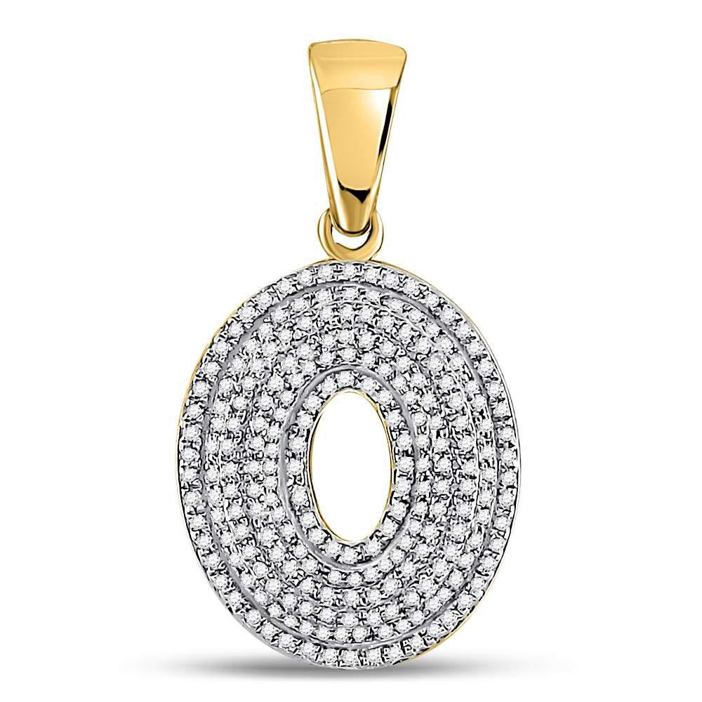 Gold Diamond Letter "O" Bubble Initial Charm Pendant - 10KT Gold
